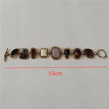 2025 New Indian Ethnic Vintage Bracelet Women Fashion Boho Statement Charm Metal Hollow Links Resin Stone Bracelets Jewelry