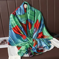 Soft Large Size Silk Scarf Women's Fashionable Lightweight Luxury Spring Autumn Popular New Style Simulation Silk Shawl