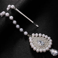 Imitation Pearl Forehead Chain Tikka Indian Head Accessories Ethnic Maang Rhinestone Bridal Headdress Chain Jewelry Festival