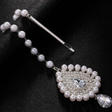 Imitation Pearl Forehead Chain Tikka Indian Head Accessories Ethnic Maang Rhinestone Bridal Headdress Chain Jewelry Festival