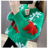 Christmas Sweater New Loose Velvet Thickened Knitted Bottoming Shirt Women Autumn and Winter Red Top