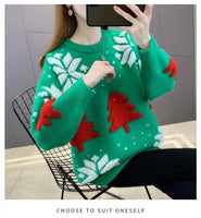 Christmas Sweater New Loose Velvet Thickened Knitted Bottoming Shirt Women Autumn and Winter Red Top