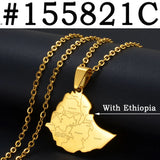 Anniyo Ethiopia Map Cities Pendant Necklaces for Women Men Gold Color Ethiopian Maps Jewelry #155821