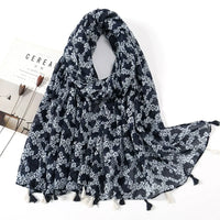 Ethnic Printed Cotton Hijab Viscose Tassels Scarf For Muslim Woman Hijabs Shawls Lady Soft Long Wraps Islim Headband Turban