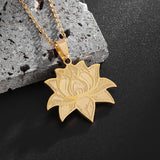 Exquisite Stainless Steel Plant Mandala Lotus Necklace Women's Yoga Om Religious Jewelry