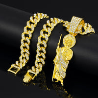 Men Women Hip Hop Saint Jude Pendant Necklace,13mm Cuban Chain Religious Saint Jude Idol Pendants Charm Jewelry 2025 New Arrived