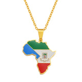 Anniyo 3CM Africa Map Equatorial Guinea Flag Pendant Necklaces Stainless Steel Guinea Ecuatorial Jewelry #325021