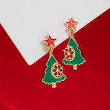 Fashion New Shiny Snowflake Christmas Tree Earring Rhinestone Simple Stud Earrings Women's Wedding Jewelry Earrings