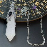Silver Color 12 Faceted Natural Stone Crystal Pendant Pendulum for Divination 100% Clear Quartz Amethysts Pendulums Pendulo X334