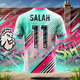 Fashion Graffiti Board Salah Printed Pattern Men's Fan Commemorative T-shirt Daily Outdoor Sports Comfortable Jersey
