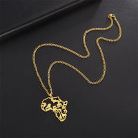 My Shape Africa Map Lion Elephant Monkey Giraffe Pendant Necklaces Men Women Stainless Steel Animal Chain Choker African Jewelry