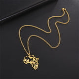 My Shape Africa Map Lion Elephant Monkey Giraffe Pendant Necklaces Men Women Stainless Steel Animal Chain Choker African Jewelry