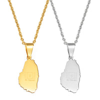 Anniyo 2.4CM ST.Vincent Map Flag Pendant Necklaces Saint Vincent Ethnic Jewelry Stainless Steel #004062