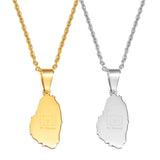 Anniyo 2.4CM ST.Vincent Map Flag Pendant Necklaces Saint Vincent Ethnic Jewelry Stainless Steel #004062