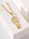FanSibao Inlaid Zirconia Gold Plated Madonna Pendant Necklace New Fashion Christian Faith Jewelry