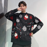 Christmas Knitted Sweaters for Family Couples Christmas Jacquard Jumpers Long Sleeve Warm Thicken Knitwear Sweater Pullover