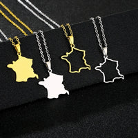 Stainless steel French filigree smooth pendant necklace, suitable for both men and women, versatile ethnic style collar chain