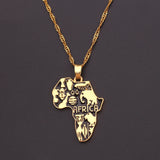 African Art Paint Map Pendant Necklaces Hip Hop Jewelry Accessories Neck Chain African Map Necklace for Ethnic Jewellery Gift