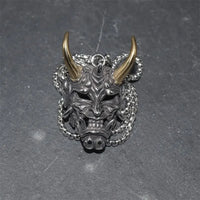 Retro Devil Mask Pendant Japanese Samurai Style Punk Pendant Necklace Men's Gothic Halloween Jewelry Gift