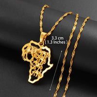 Anniyo Africa Map Pendant Necklace Women Men Silver Color/Gold Color Ethiopian Jewelry Wholesale African Hiphop Item @132106