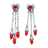 Halloween Bloody Rhinestone Necklace Set Earrings Heart Damage Bleeding Broken Women Jewelry and Accessories