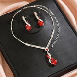 Ladies' fashionable peach heart design necklace earrings jewelry set suitable for daily wear and holiday gifts