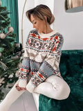 New Knitted Sweater 20255 O Neck Loose Christmas Print Long-sleeved Women's Sweater Winter Fashion Elegant Casual Sweaters