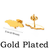 Anniyo Jamaica Map Stud Earrings for Women Girl Gold Color and Stainless Steel Jamaican Jewelry #139721