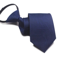 Zipper Ties For Men Women Striped Mens Tie For Business Wedding Skinny Neck Tie Casual Slim Blue deep Light navy blue Necktie