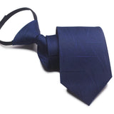 Zipper Ties For Men Women Striped Mens Tie For Business Wedding Skinny Neck Tie Casual Slim Blue deep Light navy blue Necktie