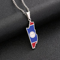 2024 new fashion stainless steel Belize map pendant necklace temperament everything collarbone chain birthday anniversary gift