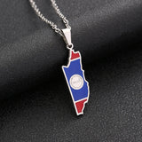 2024 new fashion stainless steel Belize map pendant necklace temperament everything collarbone chain birthday anniversary gift