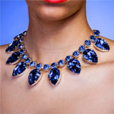 New Fashion Red Rhinestone Necklace Jewelry Women's Luxury Shiny Evening Party Crystal Necklace Jewelry Body Accessories