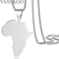 Africa Map Pendant Necklace Africa Map Necklaces for Women Stainless Steel Men Africa Continent Necklace Africa Map Jewelry