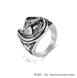 Vintage Horse Head and Horseshoe Rings 20MM Width Stainless Steel Finger for Men Punk Jewelry
