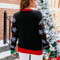 Large Size 3XL Christmas Santa Print Women's Knit Sweater Full Sleeve Loose Knitwear Warm Soft Jumpers Female Xmas Look Pullover