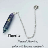 Natural Gem Stone Pendant Crystal Pendulum for Divination Answer Reiki OM Charms Fluorite Amethysts Clear Quartz Pendulos x228