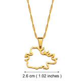 Anniyo Antigua Outline Pendant Necklaces for Women Girls Jewelry Waladli Wadadli Maps #269621