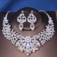 Fashion Crystal Rhinestine Necklace Earring Sets Wedding Hair Accessories For Women Bride