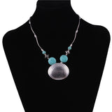 Ethnic Antique Silver Color Moon Choker Necklaces for Women Boho Turquoise Necklace Girls Party Jewelry Gifts