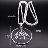 New hip-hop HIPHOP accessories, stainless steel pyramid Horus eye pendant necklace, men's and women's collarbone chain accessori