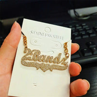 Personalized Custom Double Plated Name Necklace 18k Gold Plated Nameplate Pendant Customized Name Plate Necklace for Women Men