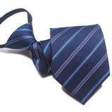 Zipper Ties For Men Women Striped Mens Tie For Business Wedding Skinny Neck Tie Casual Slim Blue deep Light navy blue Necktie