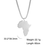 Africa Map Pendant Necklace Africa Map Necklaces for Women Stainless Steel Men Africa Continent Necklace Africa Map Jewelry