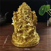 Ganesha Buddha Statue Elephant Hindu God Sculptures Figurines Resin Craft Man-made Jade Stone Ornaments Home Garden Decoration