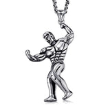 FIREBROS 2025 New Stainless Steel Vintage Gym Fitness Dumbbel Pendant Necklace Men Women Hiphop Rock Jewelry Gift Dropshipping