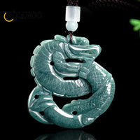High-grade Natural Jadeite Blue Water Dragon Pendant Beautifully Carved Fashion Men's and Women's Jade Necklace Lucky Charm Gift