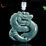 High-grade Natural Jadeite Blue Water Dragon Pendant Beautifully Carved Fashion Men's and Women's Jade Necklace Lucky Charm Gift