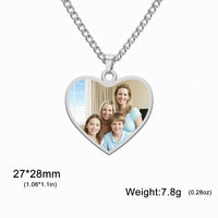 COOLTIME Custom Picture Necklace Stainless Steel Personalized Custom Print Photo Pendant Necklace Jewelry for Women Men
