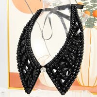 Pearl Beaded Lace Trim Collar Ribbons Women Necklace Wedding Jewelry for Clothes Dress  Beads Crystal Collar Wedding Jewelry
